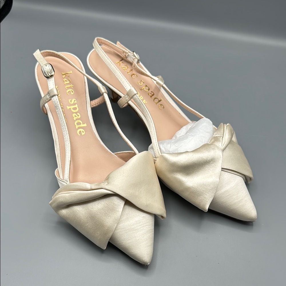 Kate Spade Cream Bow Slingback Heels